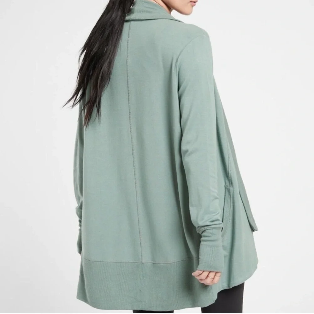 Athleta Nirvana Pranayama Minimalistic Mint Green Wrap Tencel Modal Cardigan - Picture 3 of 13